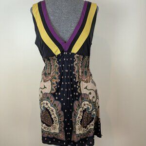 Vintage Designer Hale Bob 100% Silk Paisley Boho Top Tunic Shirt Blouse Size L